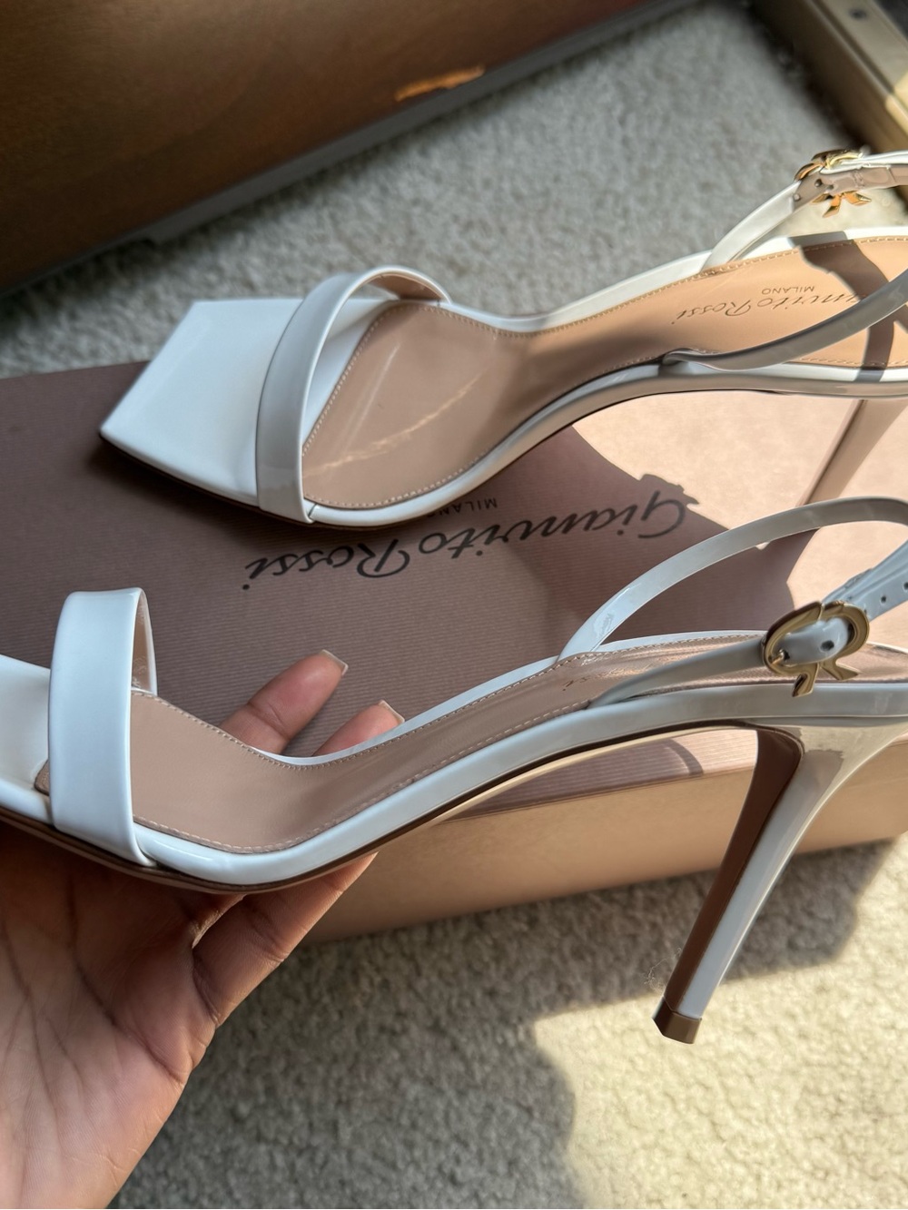 Gianvito Rossi Ribbon White Patent Heels